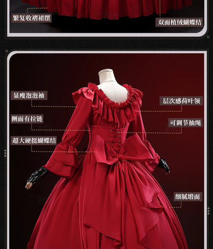 Scarlet El Vandimion Cosplay Costume Wig Red Dress Anime May I Ask for One Final Thing Ice Rose Earrings Women Girls Role Play