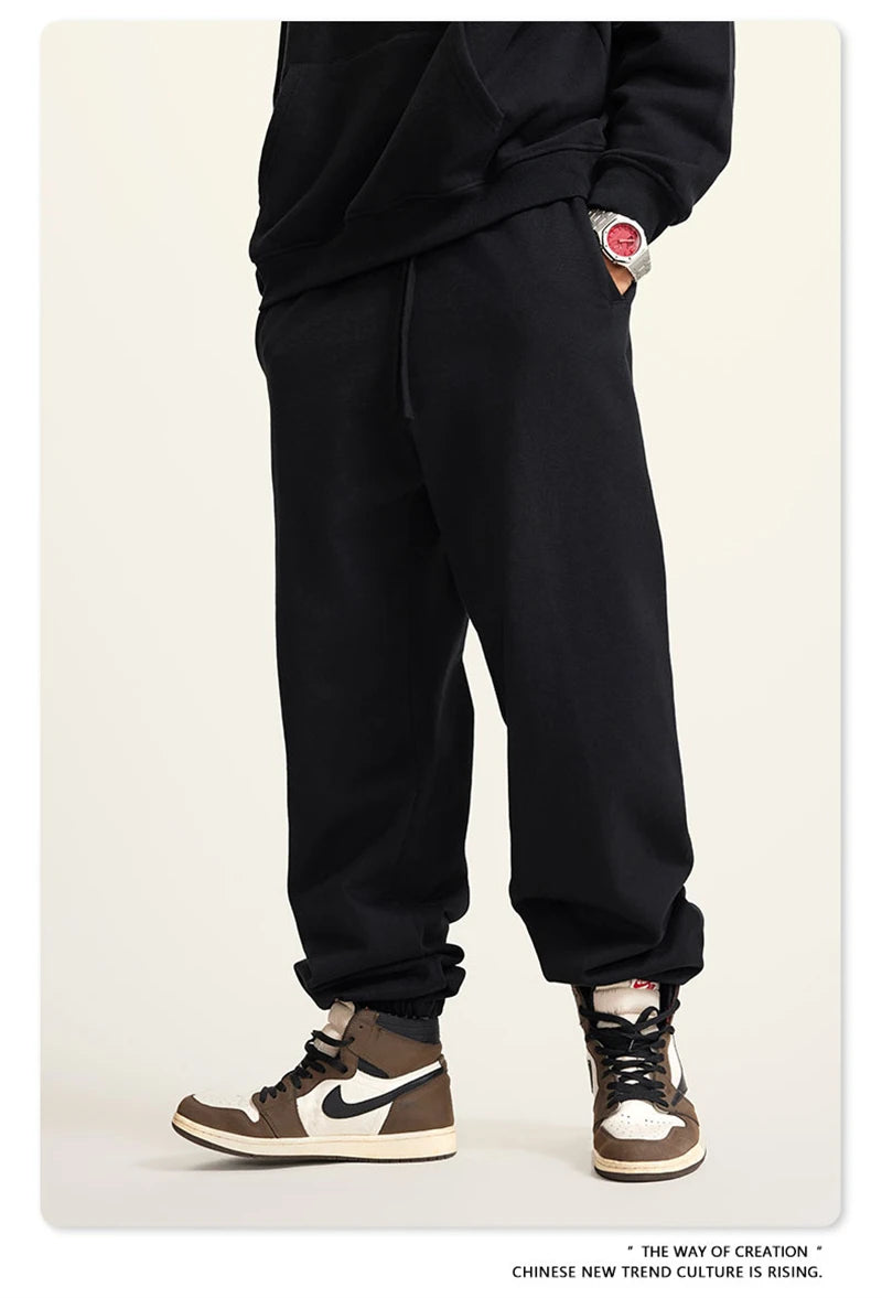 ZODF New Men Heavy Weight 440gsm Solid Sweatpants Unisex Loose Basic Casual Comfortable Sport Pants Joggers Streetwears HY0628