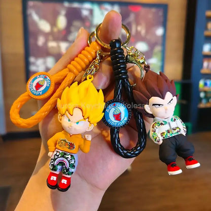 Anime One Piece Dragon Ball Keychain Luffy Sauron Nami Chopper Silicone Cute Car Keyring Pendant Toys Birthday Kids Toys Gifts