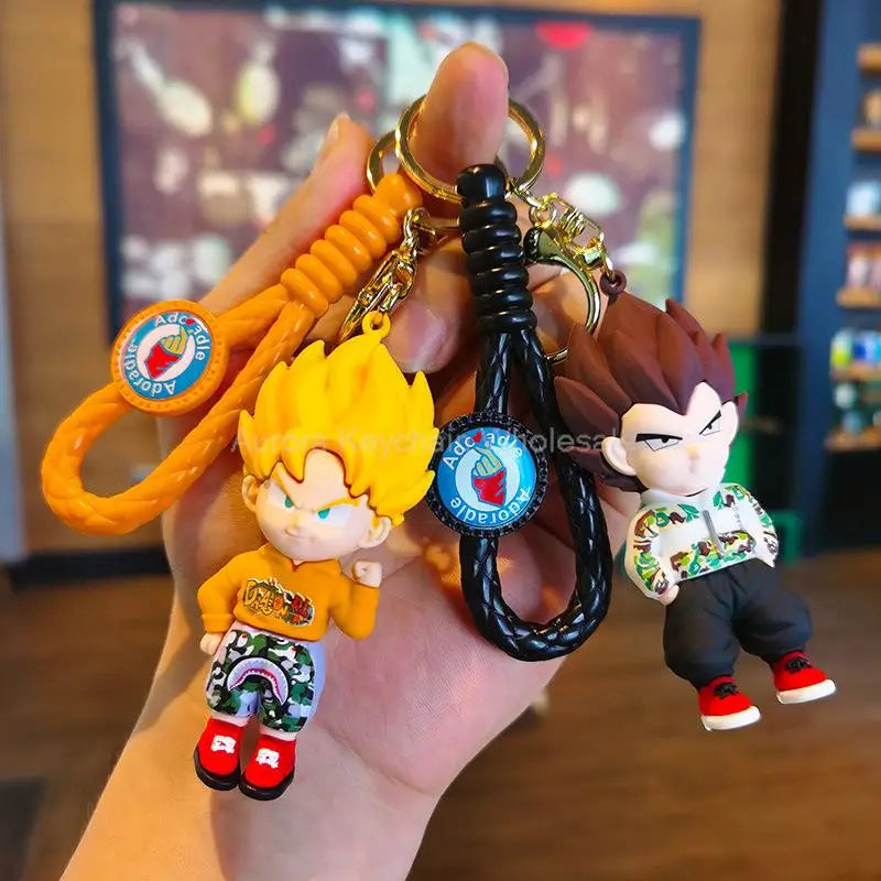 Anime Dragon Ball One Piece Keychain Luffy Sauron Nami Chopper Silicone Cute Car Keyring Pendant Toys Birthday Kids Toys Gifts