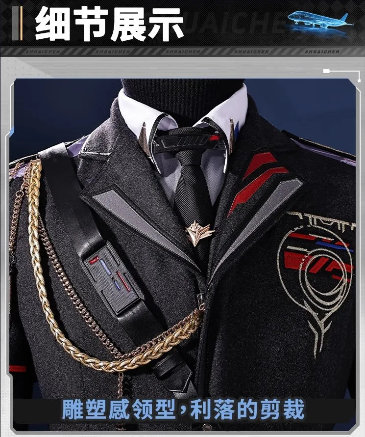 iCoser Caleb Cosplay Costume Wig Farspace Colonel Love and Deepspace Uniform Cap Halloween Party for Women Men Carnival Props