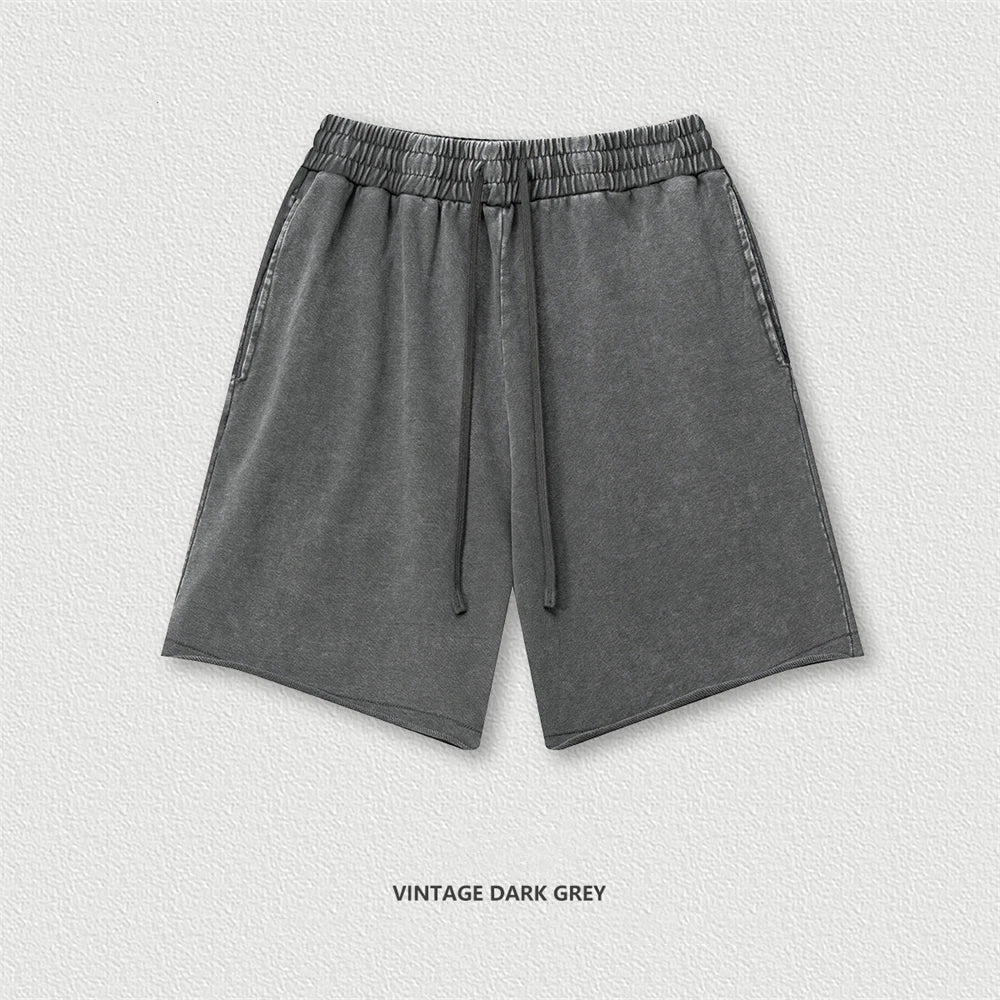 ZODF New 2025 Men Summer Loose Edge Washed Cotton Shorts Unisex Retro High Street Distressed 330gsm Shorts Brand Clothes HY1056