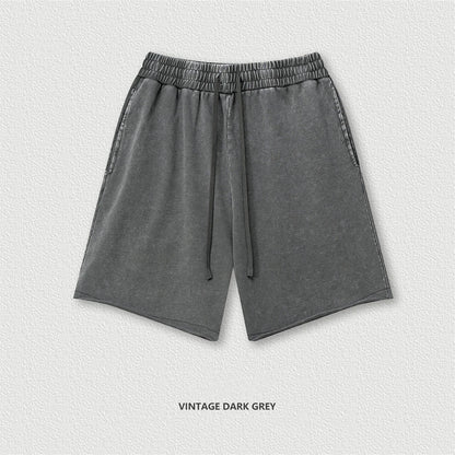 ZODF New 2025 Men Summer Loose Edge Washed Cotton Shorts Unisex Retro High Street Distressed 330gsm Shorts Brand Clothes HY1056
