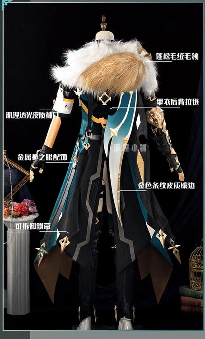Genshin Impact Varka Cosplay Costume Wig Uniform Knights of Favonius Mondstadt Halloween Party Women Men Girls Role Play Props