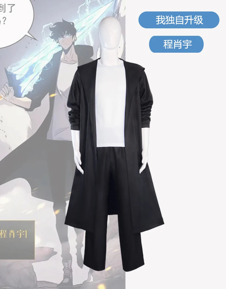 Solo Leveling Sung Jin Woo Cosplay Costume Set Polyester