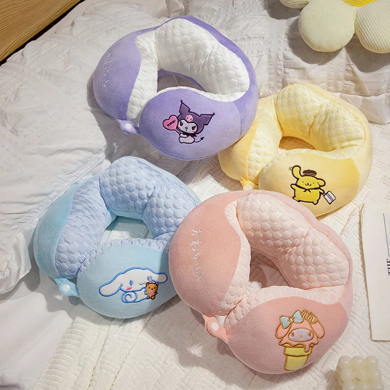 Sanrio Cartoon Anime Cinnamoroll U-Shaped Pillow Lovely Kuromi My Melody Comfortable Travel Pillow Xmas Gifts For Gifts