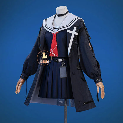 Wuthering Waves Chisa Cosplay Costume Wig Jacket Uniform Headwear Tattoo Sticker Socks Halloween Party for Women Girls Accessory