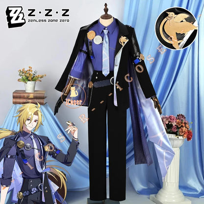 Zenless Zone Zero Hugo Cosplay Costume Wig Hat Mockingbird New Eridu Hugo Vlad Ravenlock Halloween Party for Women Men Cos Props