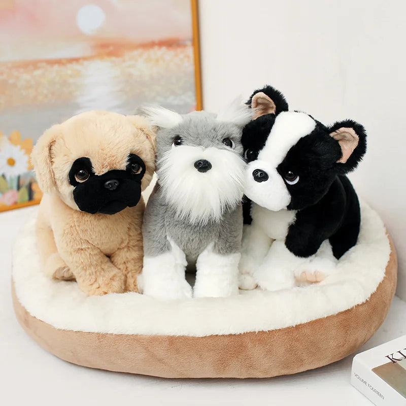 Simulate Dog Plushies Soft Toys Stuffed Bulldog Shar-pei Schnauzer Plush Toy Home Decor Girl Boy Companion Birthday Gift