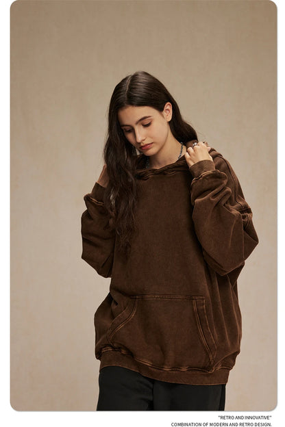 ZODF Vintage Batik Washed 420gsm Cotton Hoodies For Men Unisex Heavyweight Loose Hip Hop Hooded Sweatshirts Pullovers HY0696