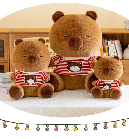 New black striped hoodie dolphin plush toy dress up Capibala sofa decoration room children's birthday Christmas surprise gift