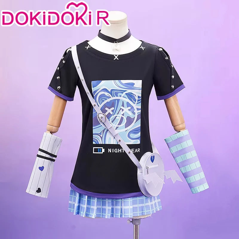 Yoisakii Kanadee Cosplay Costume Game DokiDoki-R Cosplay Women Cute Dress Cosplay Kanadee Bag Earphones Halloween Wig
