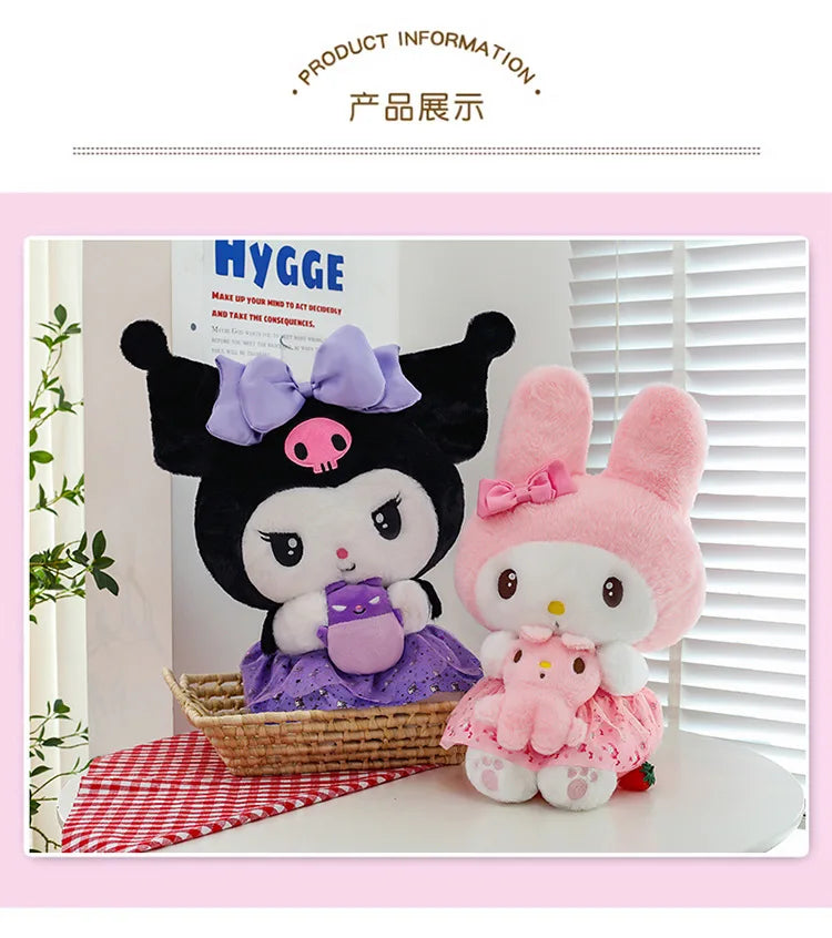 45/55/75CM Big Size Sanrio Hug A Bunny Kuromi My Melody Plushies Cartoon Anime Stuffed Children Toy Comfortable Soft Doll Gift