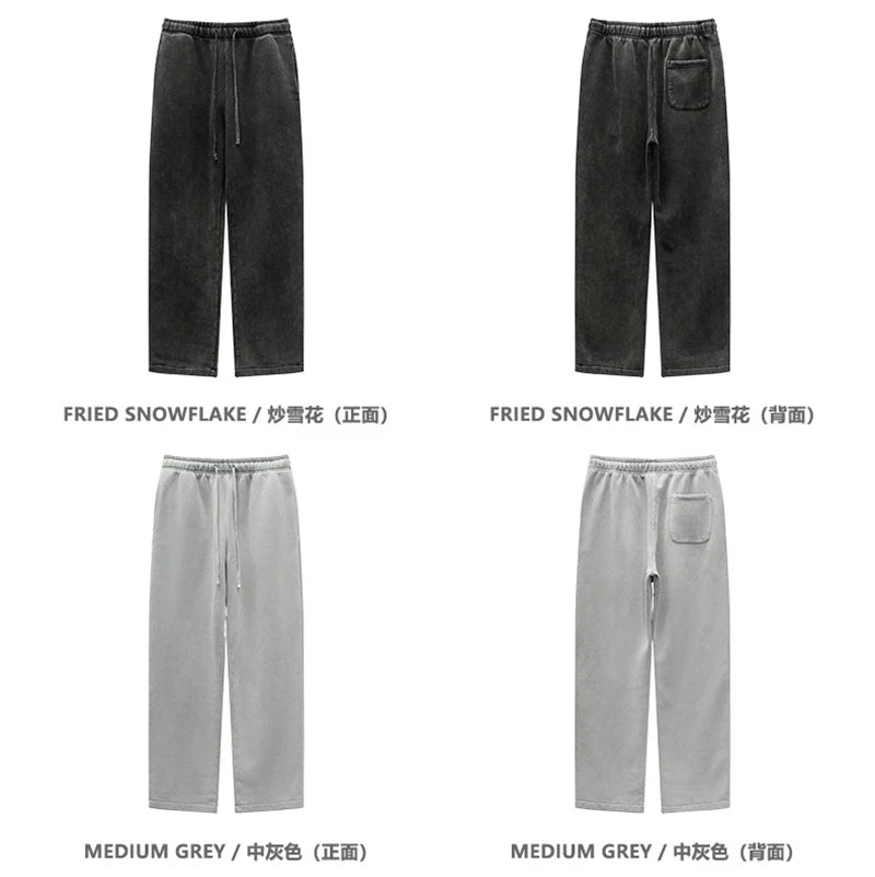 ZODF Retro 2025 Winter Washed Fleece Straight Pants For Men Unisex Loose 360gsm Knitted Warm Soft Trousers Brand Clothes HY0869
