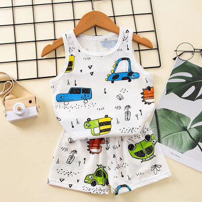 Toddler Baby Boy Pajamas Cotton Sets for Girls 0 to 1 2 3 4 5 6 7 8 9 Years Summer Children Pyjama Short Sleeveless Kids Pijamas