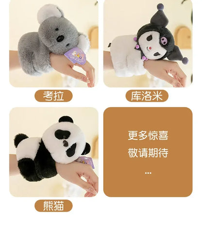Baby Raccoon Koala Pop Ring Plush Toy Capibala Pat Bracelet Doll Soft Stuffed Animal Cushion Christmas Gifts for Kids and Girls