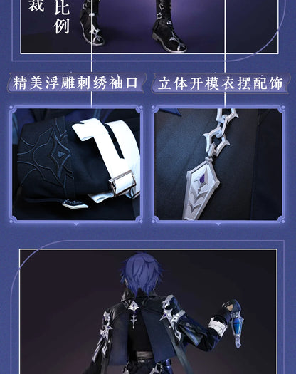 Genshin Impact Kyryll Chudomirovich Flins Cosplay Costume Wig Uniform Cloak Carnival Halloween Party for Women Men Props iCoser