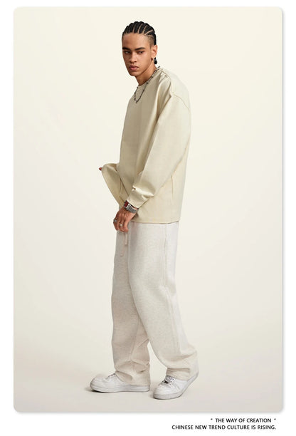 ZODF Autumn Winter 425gsm Long Sleeve T-Shirt American Retro Unisex Loose Heavyweight Basic Cotton T Shirts TEE HY0676