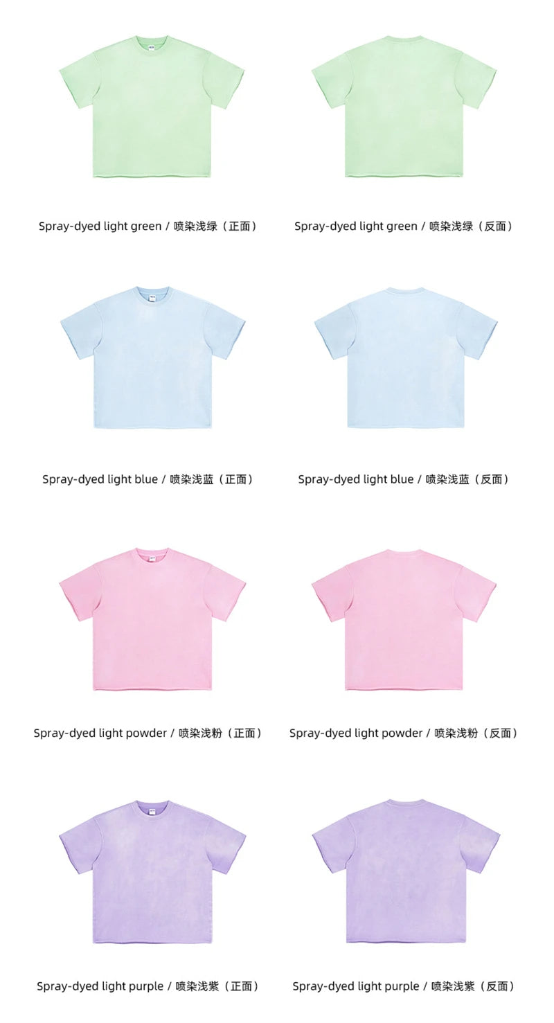 ZODF Spring Summer Men Washed Spray Dyeing T Shirts Unisex Heavy Weight Plush Distressed 360gsm T-Shirt Brand Tops HY0780