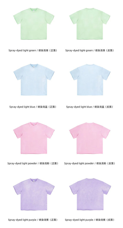 ZODF Spring Summer Men Washed Spray Dyeing T Shirts Unisex Heavy Weight Plush Distressed 360gsm T-Shirt Brand Tops HY0780