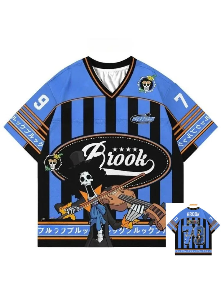 79 Jersey One Piece Brook Anime Y2k Korean Style Kpop Baseball Hockey T-shirt Fashion Streetwear Anime Daily Unisex Tops Tees