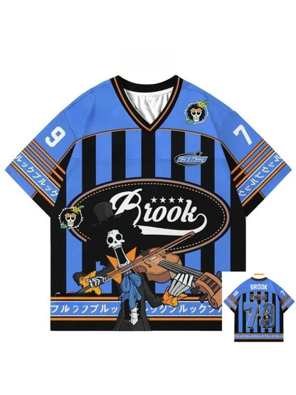 79 Jersey One Piece Brook Anime Y2k Korean Style Kpop Baseball Hockey T-shirt Fashion Streetwear Anime Daily Unisex Tops Tees