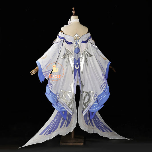Genshin Impact Columbina Cosplay Costume Wig The Damselette Dress Uniform Eleven Fatui Harbingers Halloween Party for Women Girl