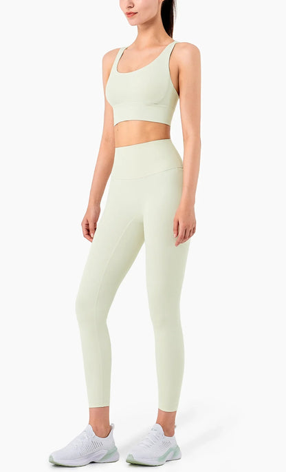 Women’s 2 Piece Yoga Set Sleeveless Cross Back Sports Bra and Leggings Athletic Tracksuit Pilates Fitness