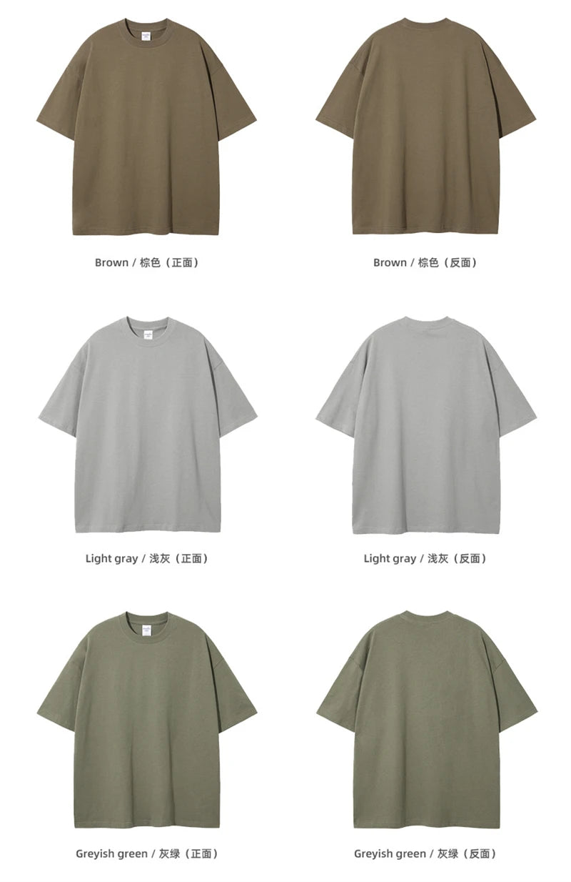 ZODF 2025 Spring Summer Men Solid 100% Cotton T-Shirts Unisex Women Loose 230gsm Noshrink Basic T Shirt Brand Tops HY0151