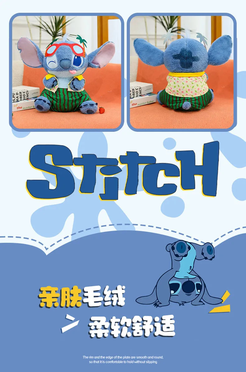 Disney 60cm Summer Watermelon Stitch Kawaii Plush Toy Cartoon Cute Soft Pillow Home Decoration Doll Children's Christmas Gifts
