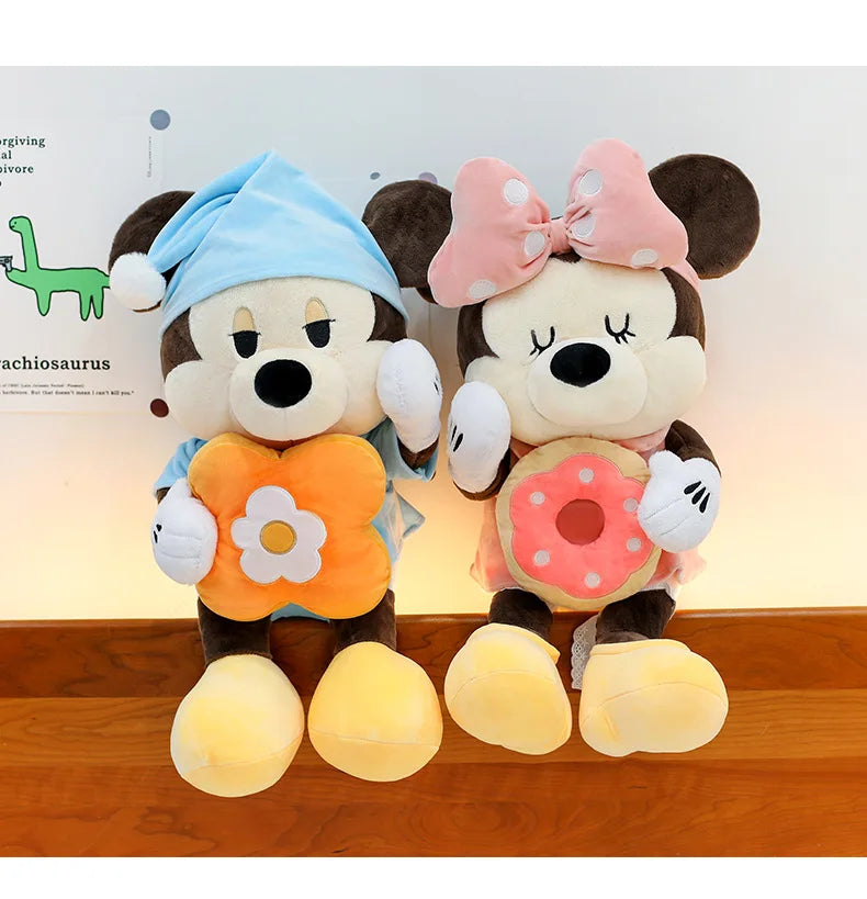 Large Size 80cm New Minnie Mickey Mouse Couples Doughnut Kawaii Movies Stuffed Plush Toy Doll Birthday Girlfriend Girl Xmas Gift