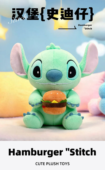 New 30/50cm Disney Kawaii Burger Stitch Plush Toy Cartoon Anime Needle Cute Sleeping Pillow Plush Doll Girl Holiday Gift