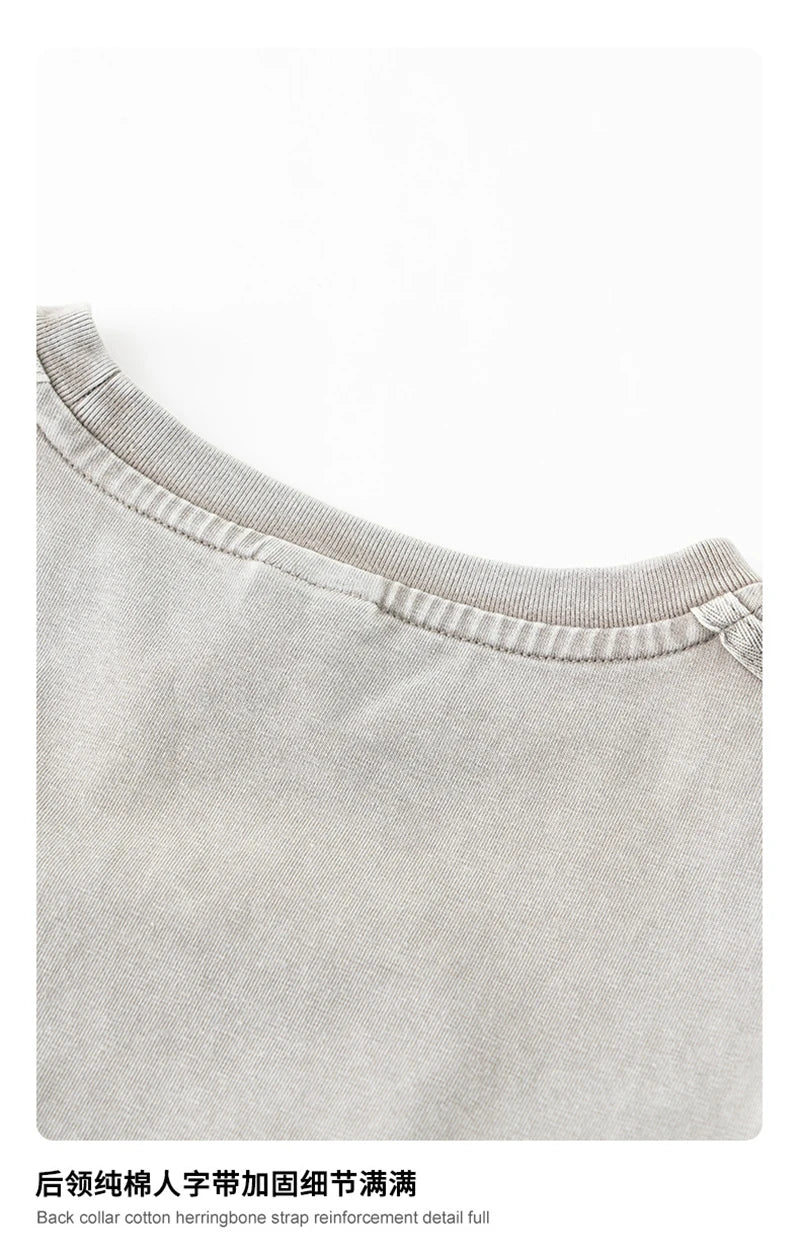 ZODF Retro 2025 Summer Women 285gsm T-Shirts Hotsweet Girls Sexy Slim Fit Washed Distressed T Shirt Brand Tees HY1013