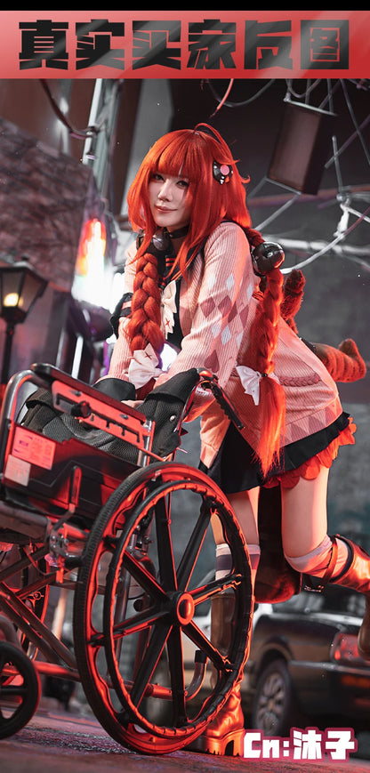 Zenless Zone Zero Ukinami Yuzuha Cosplay Costume Wig Skirt Uniform Earrings Headwear Spook Shack Halloween Party for Women Girls