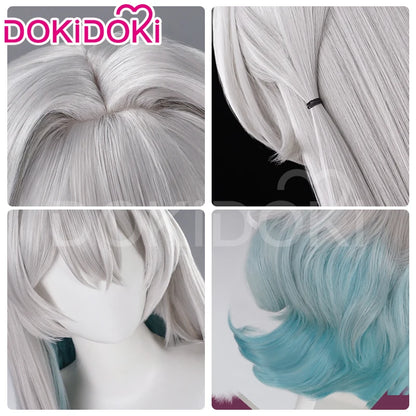 Firefly Wig Cosplay Game Honkai: Star Rail DokiDoki Women Silvery Blue Long Hair Firefly Cosplay Headdress Free Cap