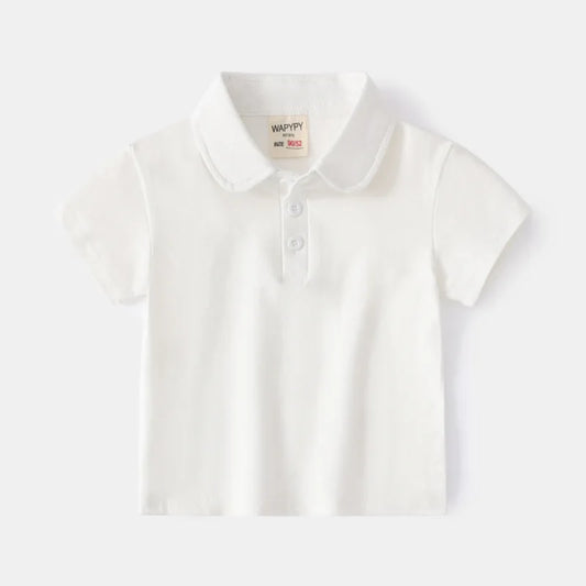 100% Cotton Basic White Polo T Shirt for Boys Girls 0 to 1 2 3 4 5 6 7 Years Summer Clothes Boy's Shirt Polos for Children Tops