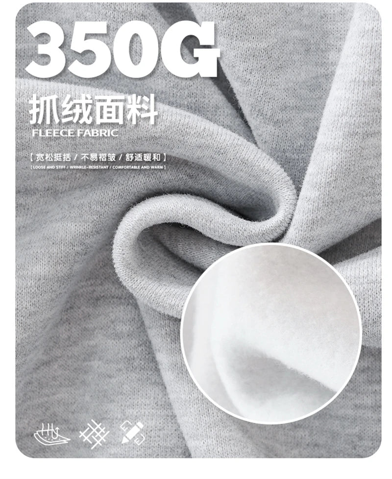 ZODF Trendy Men 350gsm Fleece Loose Boxy Fit Hooded Hoodie Unisex Hip Hop Solid Warm Pullovers Coat For Winter HY0032