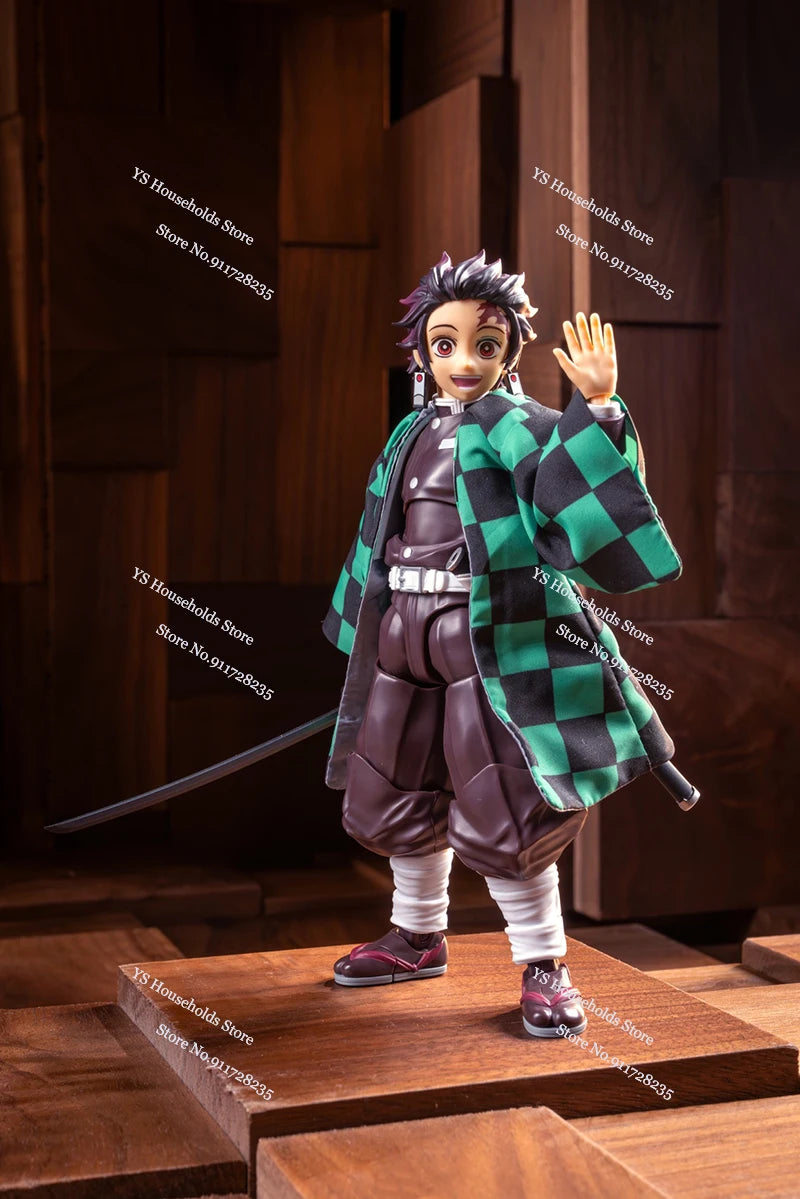 1/12 Kamado Tanjirou Flame Plaid Windbreaker Tomioka Giyuu Spout Matching Color Toy Accessory For Shf Anime Demon Slayer Soldier