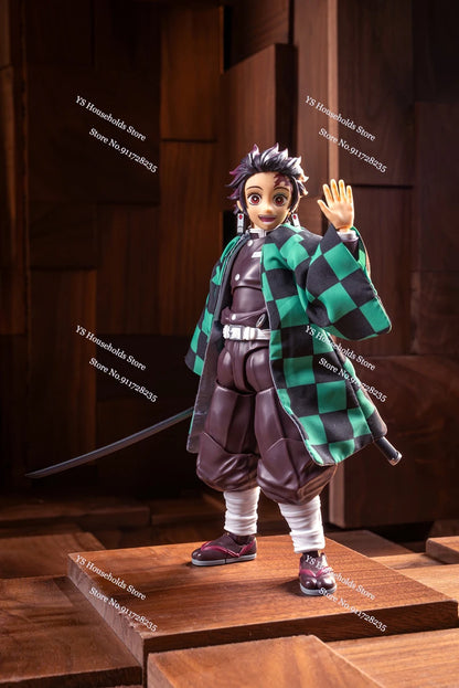 1/12 Kamado Tanjirou Flame Plaid Windbreaker Tomioka Giyuu Spout Matching Color Toy Accessory For Shf Anime Demon Slayer Soldier