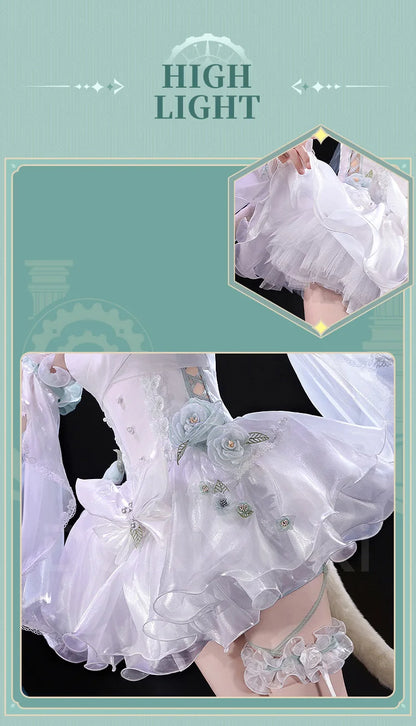 IN STOCK Lynette Doujin Cosplay Costume Game Genshin Impact DokiDoki-SR Angel's Courtyard White Dress Ballet Cute Fontaine