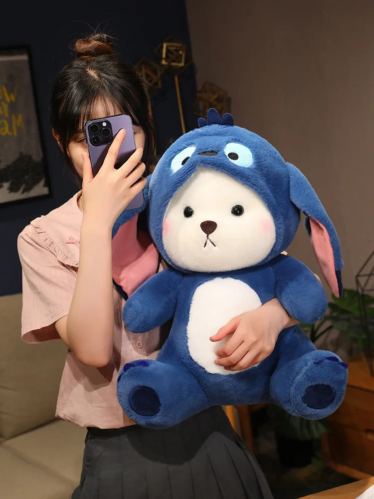 New Kawaii Lena Bears Stitch Plush Doll Turn into Teddy Bear Throw Pillow Children Appease Sleeping Dolls Girls' Birthday Gifts
