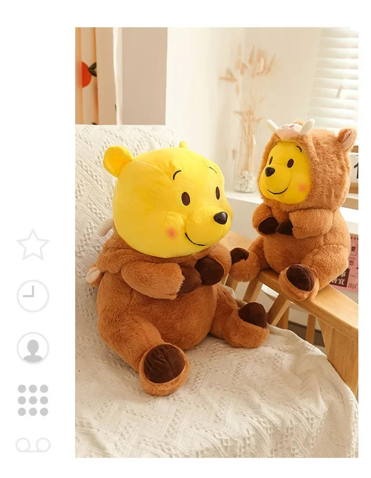 Disney 35-65cm Large-sized Winnie The Pooh Plush Toy with A Removable Hat A Cuddly Doll for Sleeping and Hugging Festival Gifts