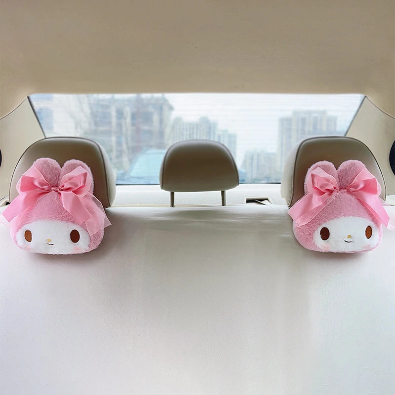 Sanrio Cartoon My Melody Headrest Back Cushion Cartoon Anime Seat Belt Cover Japanese Style Car Accessory Throw Pillow Sofa Bed
