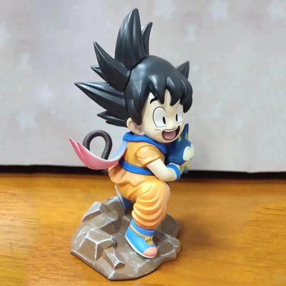 Dragon Ball Childhood Little Goku Hugs Puer Ya Mu Tea Little Follower Figure Doll Pvc Model Statue Collection Toys Ornamen Gift