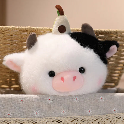 20cm Summer Fruit Decor Kawaii Animal Stuffed Toys Cute Squatting Cow Elephant Dog Bear Plushies Soft Huggable Gift For Girl