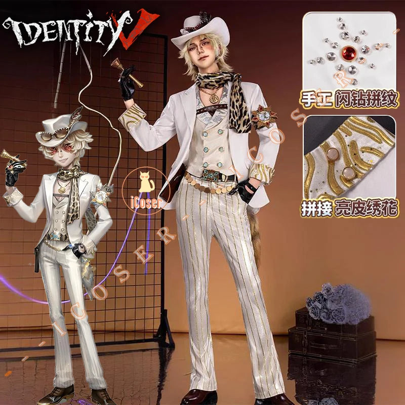 Identity V Prospector Cosplay Costume Norton Campbell Uniform Hat Gambler in The Spotlight Halloween for Women Men Carnival Prop