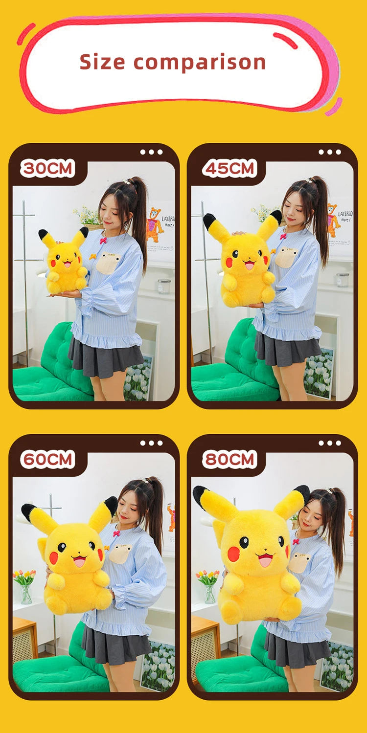 35/80cm Pokemon Plush Doll Pikachu Huge Rabbit Plush Pokémon Plushie  Anime Stuffed Toys Pikachued Soft Pillow Gift for Children