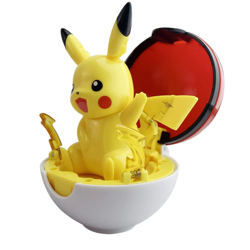 Original Pokemon Figure Pikachu Piplup Cubone Mimikyu Jigglypuff Cute Anime Ornament Pokeball Deforme Figurine Children Toy Gift