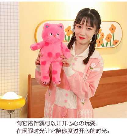 Cute Polka Dot Cat Plushie Doll Internet Famous Plush Toy Cat Doll Pillow Cushion for Girls Sleeping Gift Charming Skin-Friendly