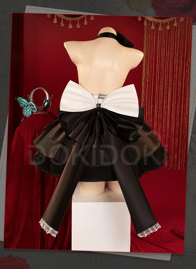 Lukaa Cosplay Costume DokiDoki-R Women Cute Black Full Dress Lukaa Cosplay Headphone Butterfly Female Cosplay